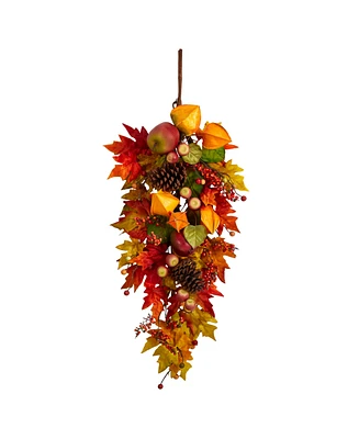 35" Autumn Maple Leaf and Berries Fall Teardrop