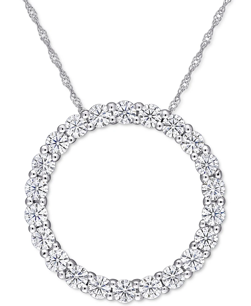 Lab-Grown Moissanite Circle 17" Pendant Necklace (2-1/5 ct. t.w.) in 14k White Gold