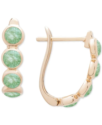 Onyx Leverback Hoop Earrings in 14k Gold-Plated Sterling Silver (Also Dyed Green Jade)