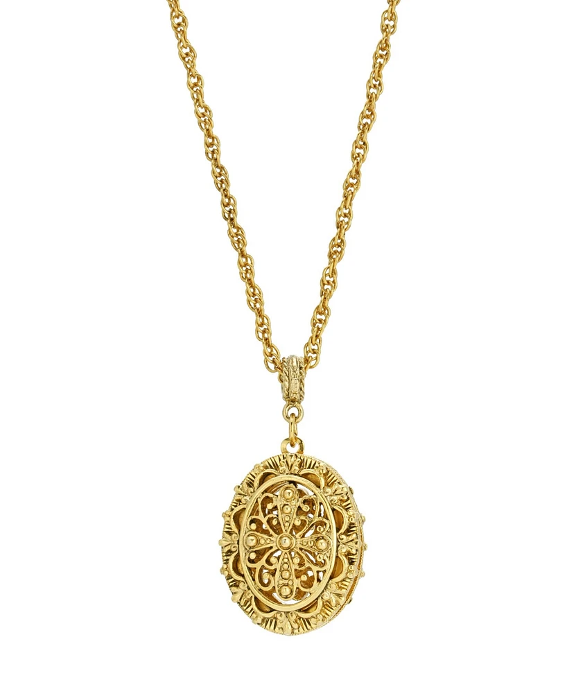2028 Cross Filigree Locket Necklace