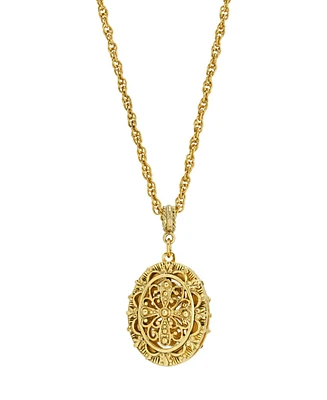 2028 Cross Filigree Locket Necklace