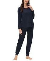 Plus Size Kangaroo Long Sleeve Top with Jogger Set