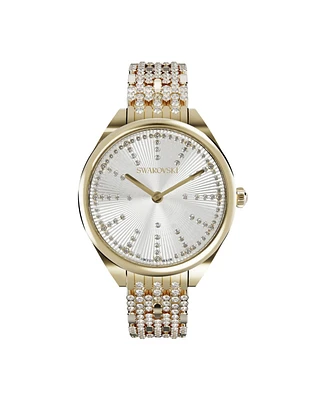 Swarovski Women's Attract Watch Champagne Gold-Tone and Champagne White Physical Vapor Deposition Stainless Steel Bracelet Watch 36 mm x 30 mm