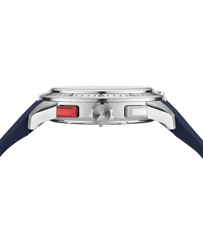 Nautica Men's Blue Silicone Strap Watch 47.5mm