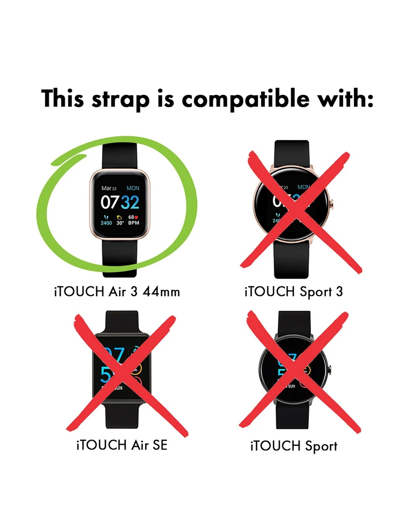 iTouch Air 3 40mm/Sport 3/Sport 4 Extra Interchangeable Strap: Black Silicone
