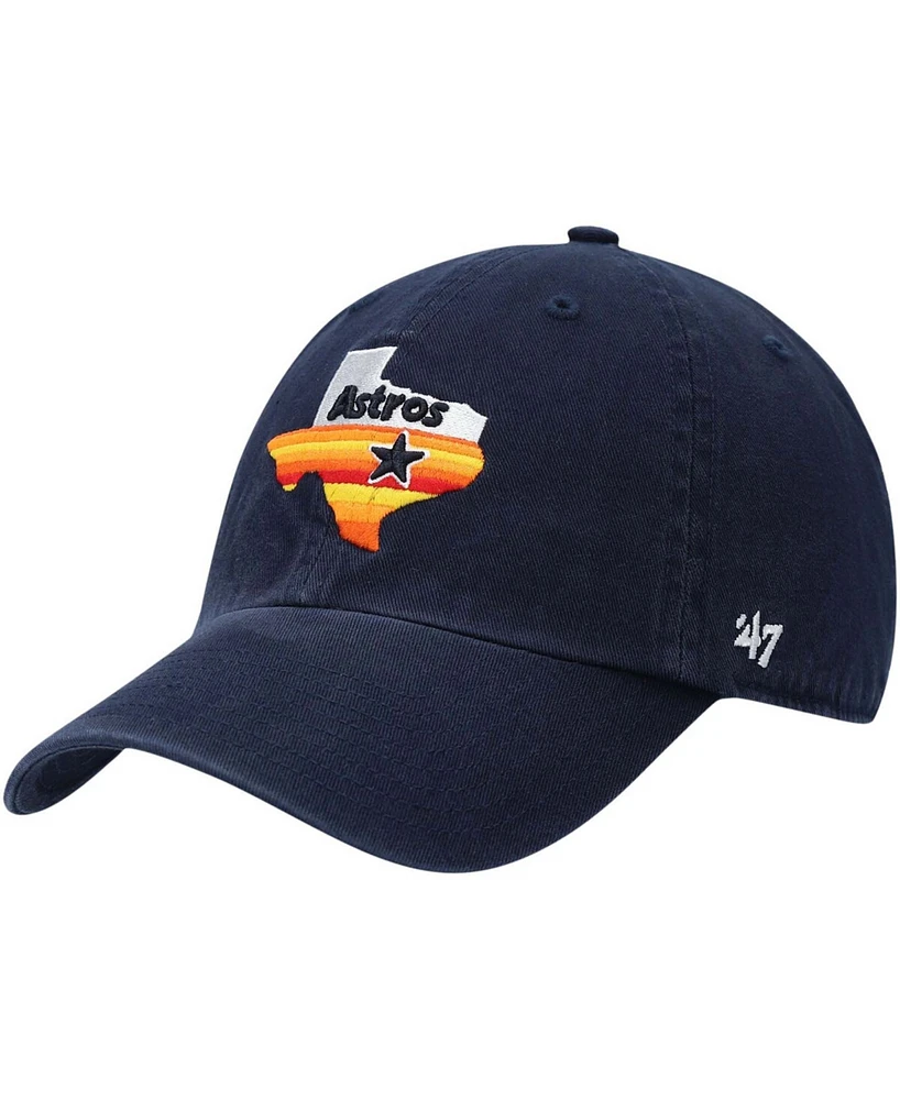 Men's Navy Houston Astros Logo Cooperstown Collection Clean Up Adjustable Hat