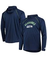 Men's Navy Seattle Seahawks Raglan Long Sleeve Hoodie T-shirt