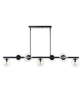 Luca Parisian 7-Light Modern Glam Iron Globe Linear Led Pendant
