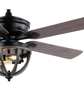Jasper 2-Light Farmhouse Industrial Iron Dome Shade Led Ceiling Fan with Remote