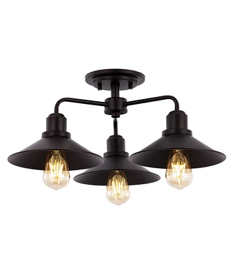 Calvin 3-Light Iron Industrial Led Pendant