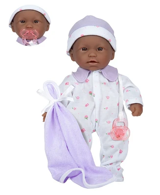 La Baby African American 11" Soft Body Baby Doll Purple Outfit - African American