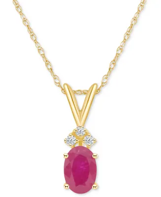 Sapphire (1 ct. t.w.) & Diamond Accent 18" Pendant Necklace 14k Gold (Also Ruby)