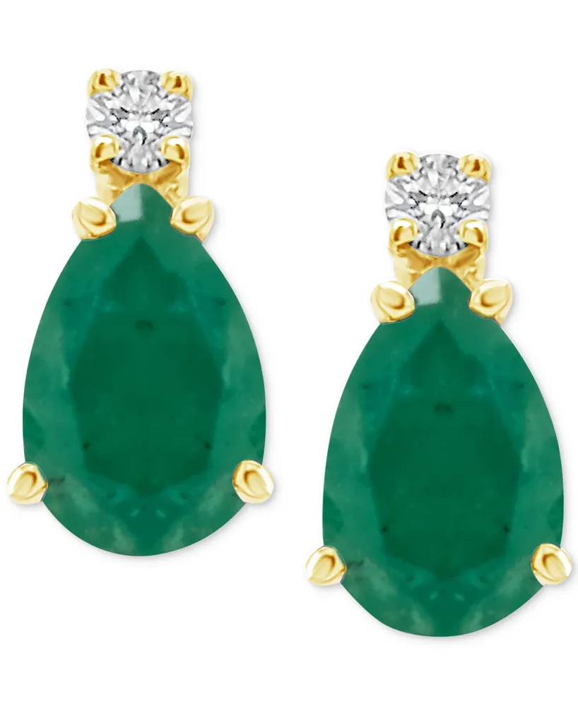 Sapphire (1 ct. t.w.) & Diamond Accent Stud Earrings 14k Gold (Also Emerald, Ruby, Tanzanite)
