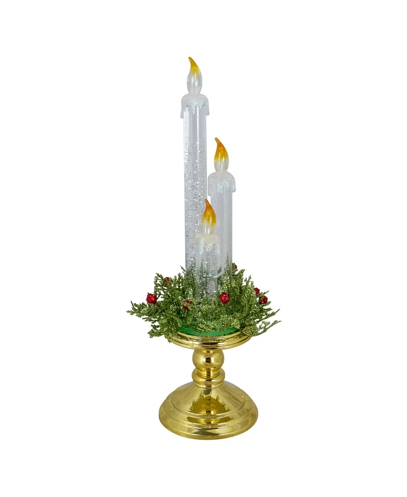 14.5" Lighted Water Candle on a Base with Berries