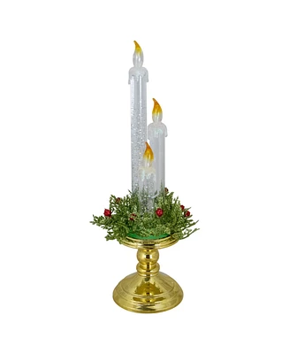 14.5" Lighted Water Candle on a Base with Berries