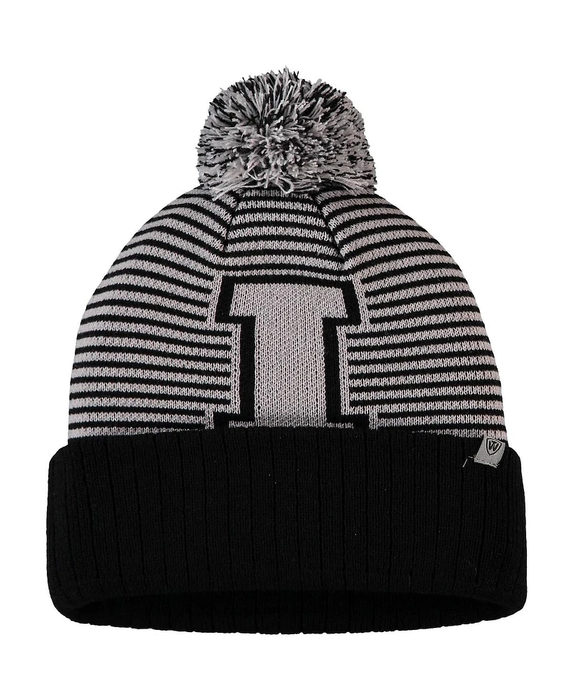 Men's Black Iowa Hawkeyes Line Up Cuffed Knit Hat with Pom