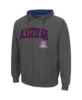Men's Colosseum Charcoal Arizona Wildcats Arch and Logo 3.0 Full-Zip Hoodie