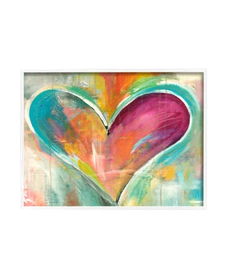 Stupell Industries Abstract Colorful Textural Heart Painting White Framed Giclee Texturized Art, 24" x 30"