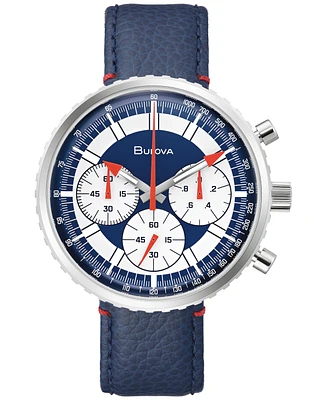 Bulova Men's Archive Series Chronograph C Blue Leather Strap Watch 46mm