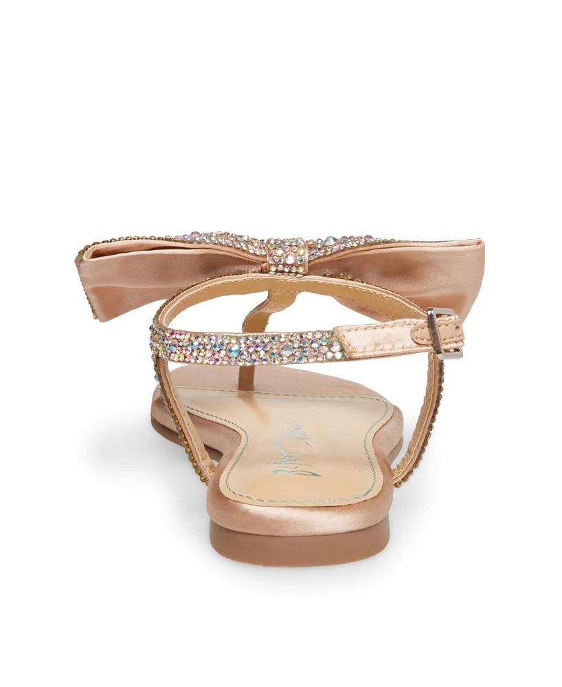 Betsey Johnson Little and Big Girls Sasha T-strap Sandals with Bow Detail