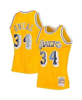 Men's Mitchell & Ness Shaquille O'Neal Gold-Tone Los Angeles Lakers 1996-97 Hardwood Classics 75th Anniversary Diamond Swingman Jersey