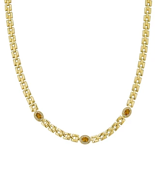 Amethyst (1-1/5 ct. t.w.) & White Topaz (1/20 Panther Link 17" Collar Necklace 14k Gold-Plated Sterling Silver (Also Sky Blue Topaz)