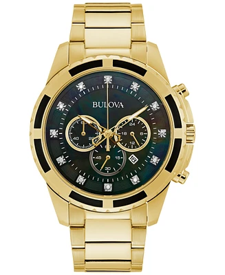 Bulova Men's Chronograph Diamond (1/20 ct. t.w.) Gold-Tone Stainless Steel Bracelet Watch 44mm