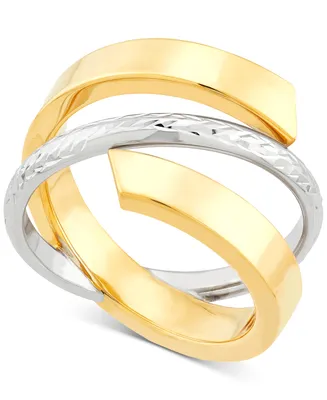 Crisscross Open Style Statement Ring 10k Two-Tone Gold