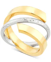 Crisscross Open Style Statement Ring 10k Two-Tone Gold