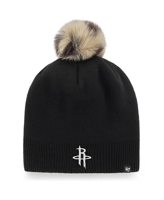 Women's '47 Black Houston Rockets Serengeti Knit Beanie with Pom
