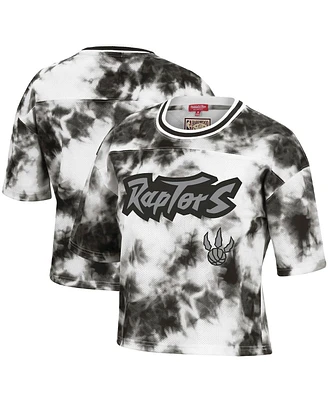 Women's Mitchell & Ness Black and White Toronto Raptors Hardwood Classics Tie-Dye Cropped T-shirt