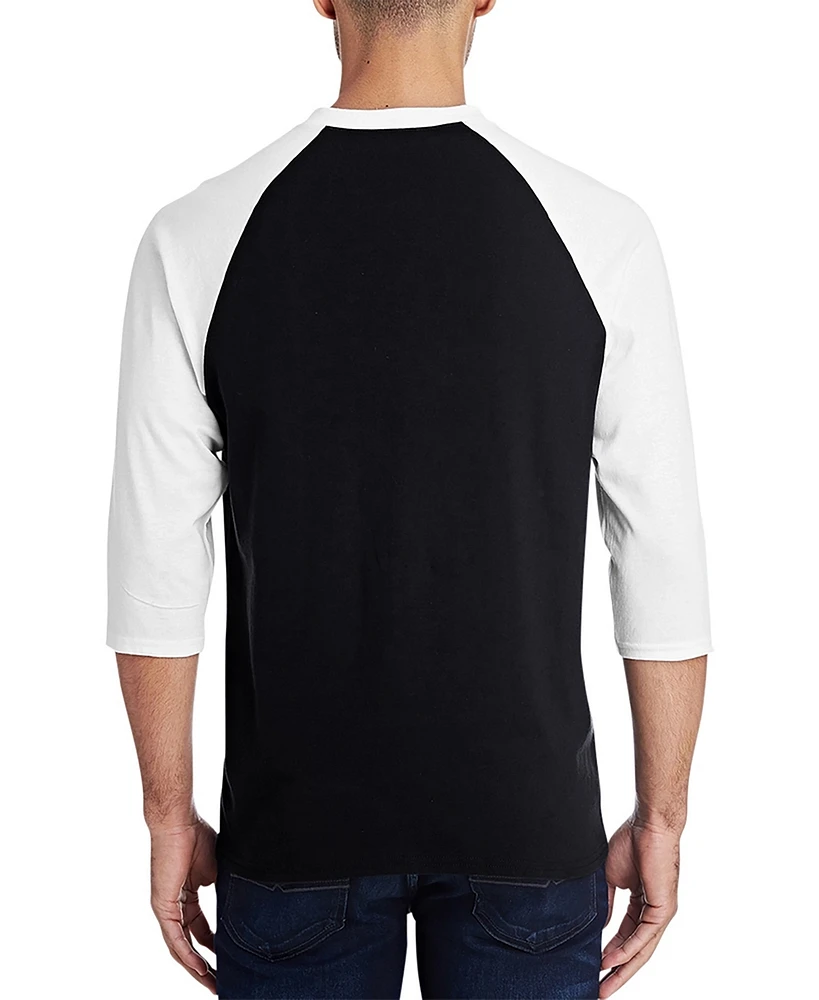 Men's Raglan Baseball Word Art Usa Flag T-shirt