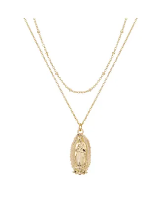 Unwritten 14K Gold Flash Plated Virgin Mary Layered Pendant Necklace
