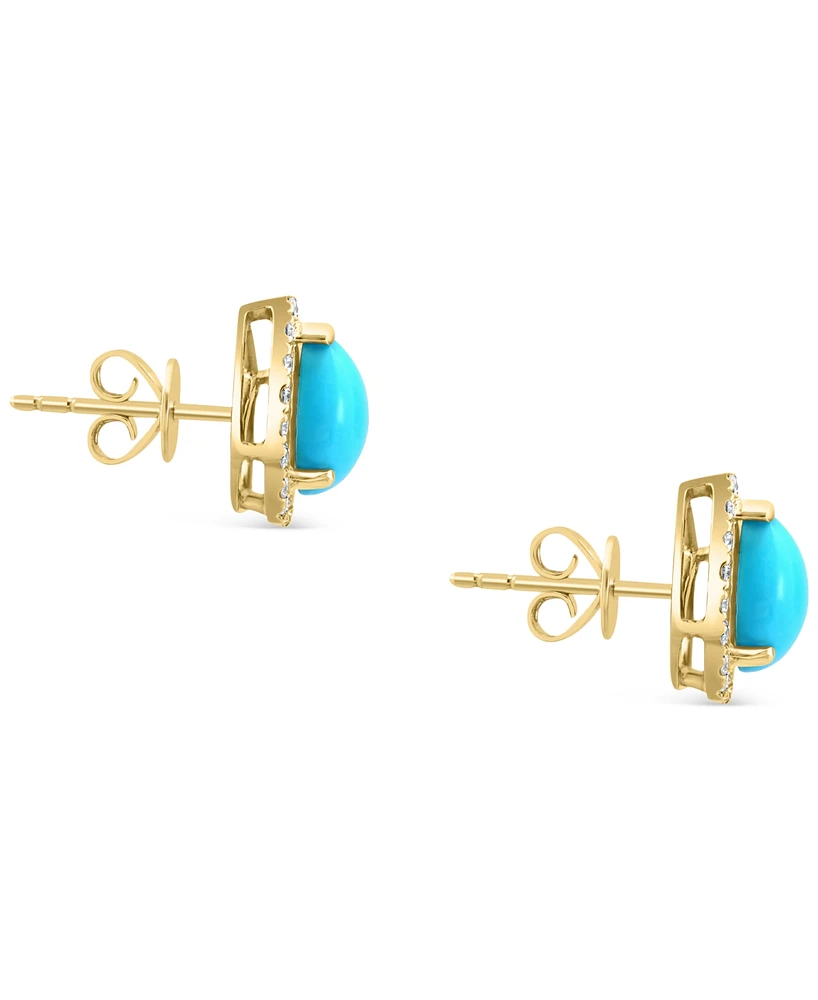Effy Turquoise & Diamond (1/5 ct. t.w.) Halo Stud Earrings in 14k Gold
