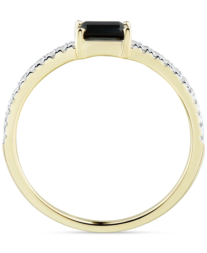 Onyx & Diamond (1/10 ct. t.w.) Stack Ring in 14k Gold