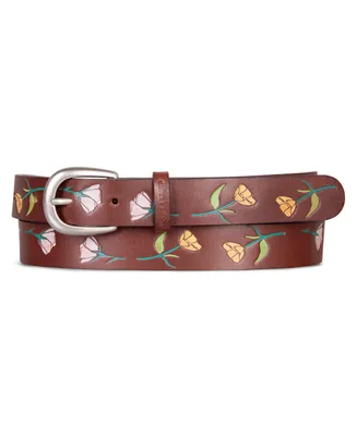 Lucky Brand Women's Floral Embossed Leather Pant Belt