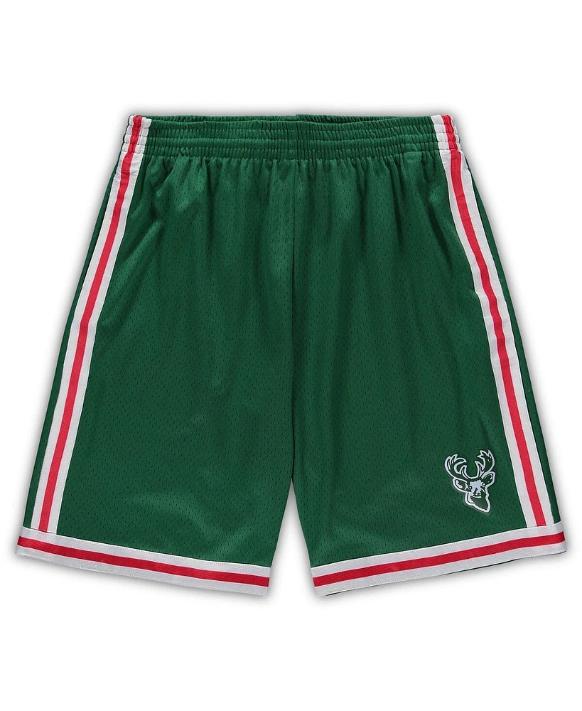 Men's Mitchell & Ness Green Milwaukee Bucks Big and Tall Hardwood Classics Team Swingman Shorts