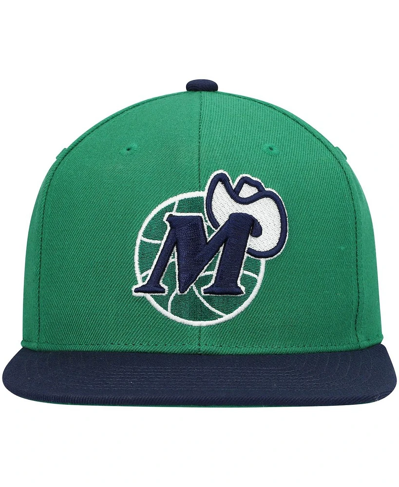 Men's Mitchell & Ness Green, Navy Dallas Mavericks Hardwood Classics Team Two-Tone 2.0 Snapback Hat