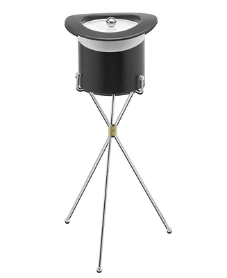 Top Hat Acrylic Cover Ice Bucket with Metal Stand and Chrome Band, 3 Quart