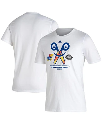 Men's adidas White Kansas Jayhawks 2022 Ncaa Basketball Tournament March Madness Final Four Locker Room T-shirt