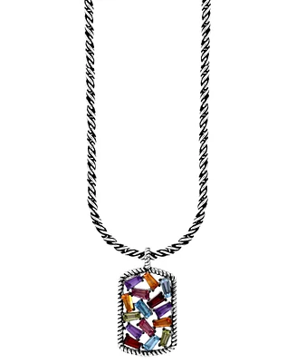 Effy Multi-Gemstone Scattered Cluster 18" Pendant Necklace (2-1/20 ct. t.w.) in Sterling Silver