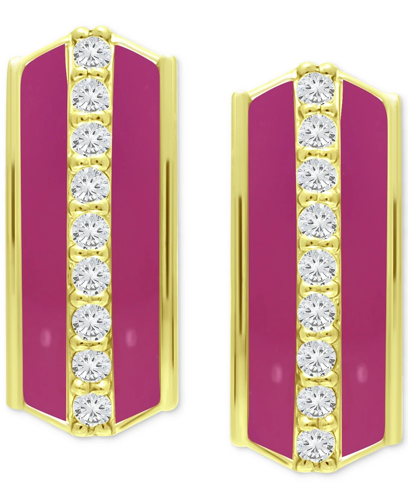Giani Bernini Cubic Zirconia & Enamel Hoop Earrings, Created for Macy's