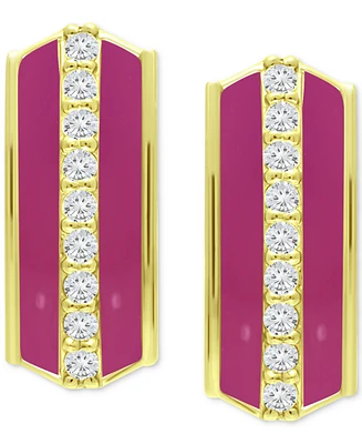 Giani Bernini Cubic Zirconia & Enamel Hoop Earrings, Created for Macy's