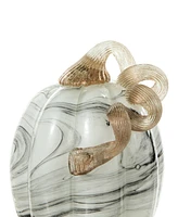 Glitzhome Faux Marble Glass Pumpkin Gourd Set, 3 Piece