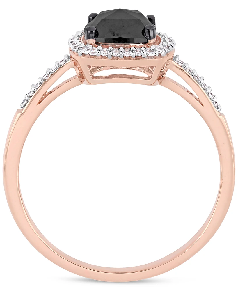 Black Diamond (7/8 ct. t.w.) & White (1/10 Cushion Halo Engagement Ring 14k Rose Gold
