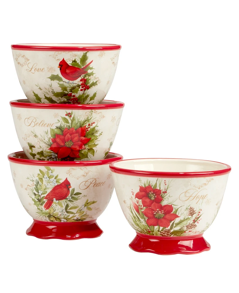 Certified International Winter's Medley 4 Piece Ice Cream Bowl Set
