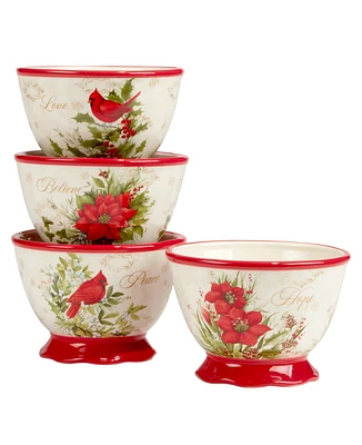 Certified International Winter's Medley 4 Piece Ice Cream Bowl Set