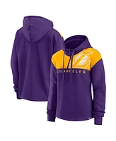 Women's Fanatics Purple Los Angeles Lakers Overslide Quarter-Zip Fleece Hoodie