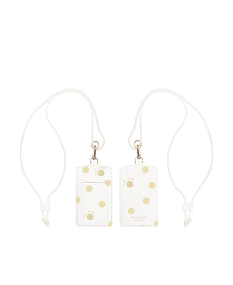Kate Spade Id Holder - White with Gold Polka Dots