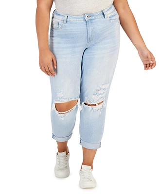 Celebrity Pink Trendy Plus Distressed Girlfriend Jeans
